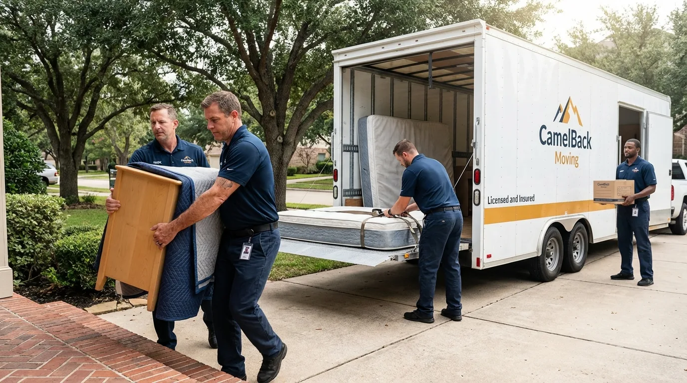 Crew loading residential truck for cross-state move from Greensboro, AL