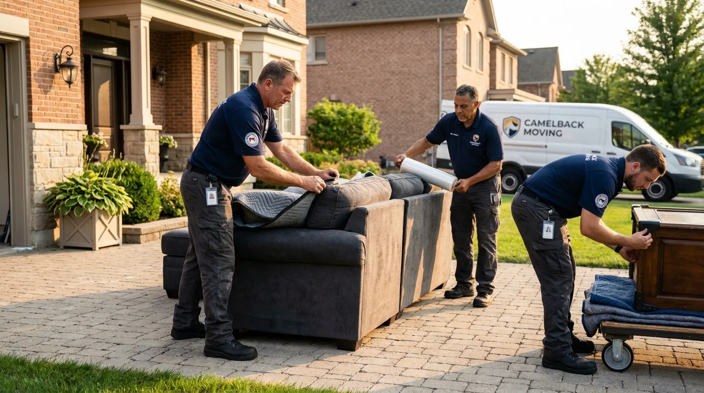 Large estate moving crew wrapping furniture in Greensboro, AL
