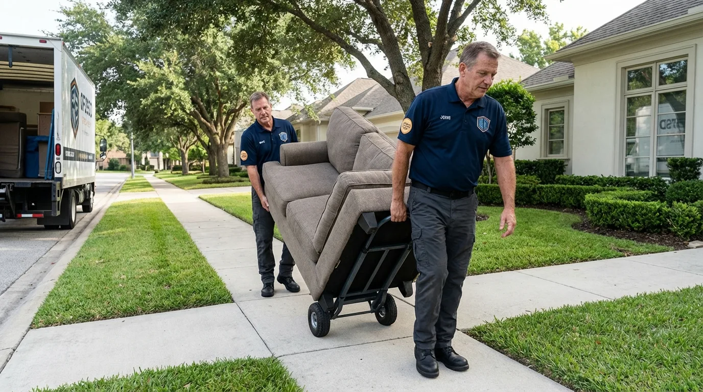 Local residential moving crew loading furniture in Greensboro, AL